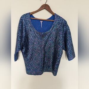 Free People Pop Star Sequin Cardigan, Size XS Sparkle